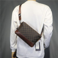 กระเป๋าสะพายข้างMen Bag Premium Fashion Leather Lattice HOT ●9/11◐