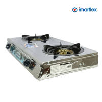 IMARFLEX  อิมาร์เฟล็ค เ GAS STOVE  เตาแก๊ส2 หัว เตาแก๊สตั้งโต๊ะ เตาแก๊ส เตาแก๊สหน้าสแตนเลสหัวคู่ หัวทองเหลือง รุ่น IG-323 รับประกัน1ปี