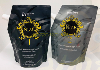 น้ำยายืดผม ครีมยืดผม Berina nize เบอริน่า ไนซ์ 500ml สูตรนืดผมเร็ว เงางามเป็นธรรมชาติ ( 1 ชุด )