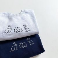 2022 New Toddler Baby Boy Sweatshirt Cute Dinosaur Embroidery Infant Girls Hoodies Long Sleeve Cotton Tops Kids Casual Clothes