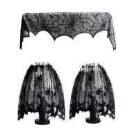 1Set Halloween Decoration Black Lace Spiderweb Fireplace Mantles Scarf Cover Festive Party Supplies