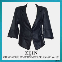 USED Zein - Glossy Black Crop Blazer | เสื้อเบลเซอร์สีดำ เสื้อสูท เสื้อคลุม แขนยาว ทรงใหญ่ ทำงาน สีพื้น แท้ มือสอง