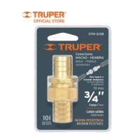 TRUPER 12708 ข้อต่อตรงทองเหลืองตัวผู้/เมีย 3/4 นิ้ว (CFM-3/4B)