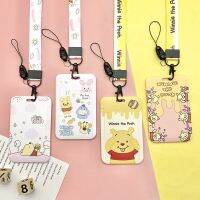 HOT★New Disney Winnie The Pooh กระเป๋าเก็บบัตร ID Card Tarjetero PVC Porte Carte ยาวเชือก Halter การพิมพ์ HD Porta Credencial เด็กของขวัญ