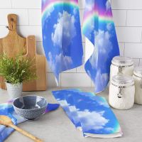 Rainbow Sky Spring Cloudy Kitchen Towel Cleaning Cloth Microfiber Soft Household Super Absorbent Dish Washing Cloth Dish Cloth  Towels