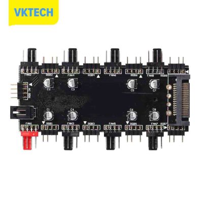 [Vktech] 1ถึง8 Multi Way Splitter RGB PWM Hub PC Speed Controller Adapter สำหรับ Asus/msi