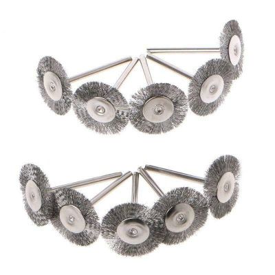 10pcs 22mm Steel Brush Wire Wheel Brushes Die Grinder Rotary Tool Wheel Brush Kit 3.0mm Shank For Dremel Rotary Tool Accessories