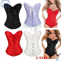 HAMIDAHY ผู้หญิง ชุดแฟนซี ลูกไม้ขึ้นด้านบน Waist Shaper Satin Brocade Stays Corset Corset Bustier Top Overbust Boned