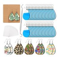 Sublimation Earring Blanks Bulk - 50 Piece Wood Earring Blanks with Blue Protector - Unfinished MDF Teardrop Earrings