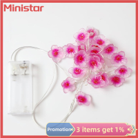 Ministar ไฟราวดอกซากุระสีชมพูตกแต่งวันหยุดเทศกาลคริสต์มาสไฟสายประดับแขวนพวงมาลัยไฟ Led ซากุระ