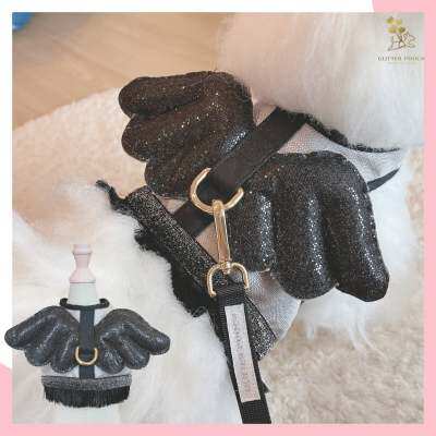 Glitter Pooch Harness ชุดรัดอก สายจูง เสื้อผ้า สุนัข, หมา, แมว, สัตว์เลี้ยง พร้อม สายจูง รุ่น Little Demon Wing