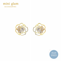 Miniglam Rose Floral Crystal Stud Earrings ต่างหูคริสตัลดอกกุหลาบ S925