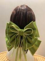 Satin Oversize Bow Hairpins For Girl Black Fashion Hair Clip Women Vintage Bowknot Multilayer Webbing Spring Clip Ornaments