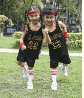 M0175 ชุดบาสเก็ตบอลเด็ก Basketball ชุดกีฬาบาสเกตบอล สีดำ สกรีน HOUSTON13 LAKERS23 ชุดกีฬาเด็ก ชุดเซ็ทเด็กชาย ชุดเสื้อกางเกงเด็กผู้ชาย ชุดบาสเด็ก
