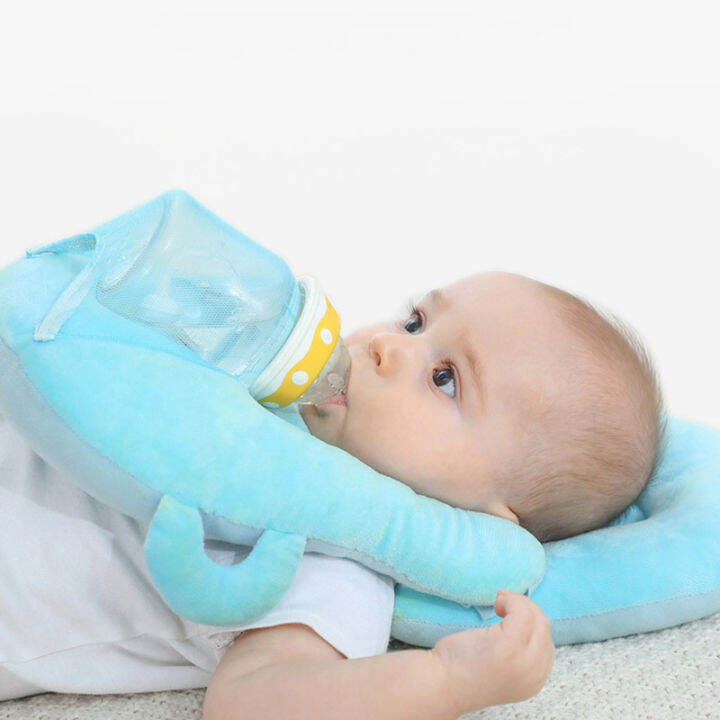 free-hand-bottle-holder-baby-bottle-rack-infant-supplies-multi-function-removable-head-protection-pillow-cushion-pure-color-2-in-1