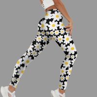 【VV】 Stretch Fashion Flowers Printed Gym Sweatpants Female Wear Leggings Elasticity Pants