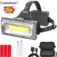 Powerful COB LED Headlamp 18650 Rechargeable Headlight Super Bright Waterproof Head Lamp Head Flashlight for Camping Working