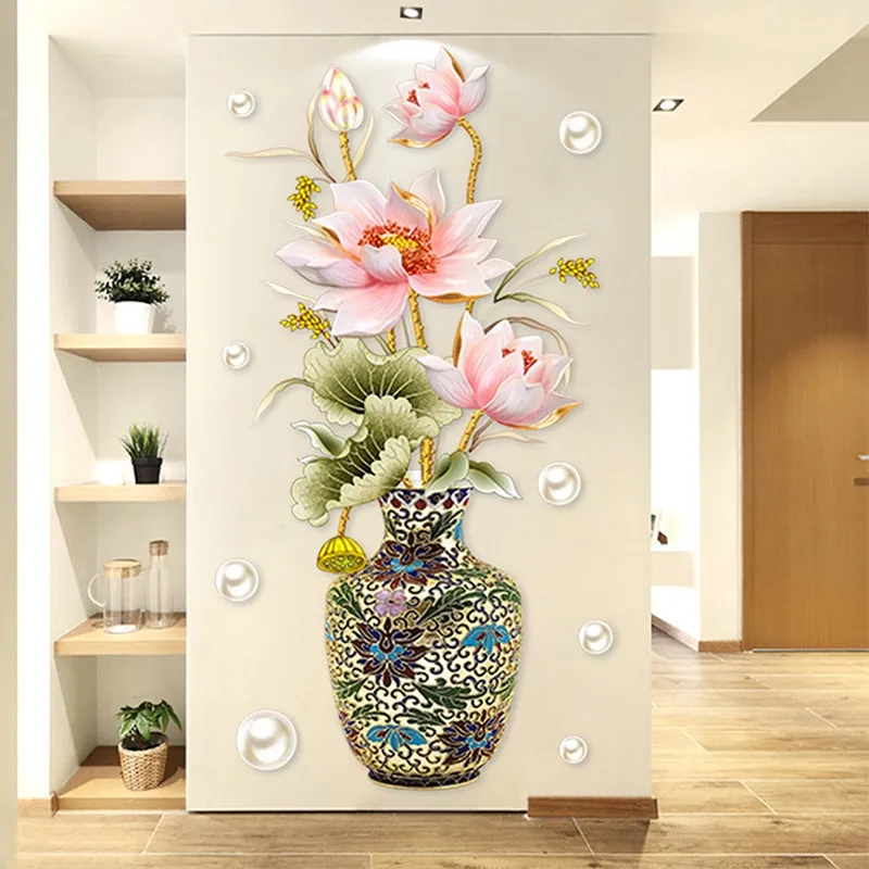 hot【DT】 Decorative Chinese Vase Sticker Decoration Art Removable ...