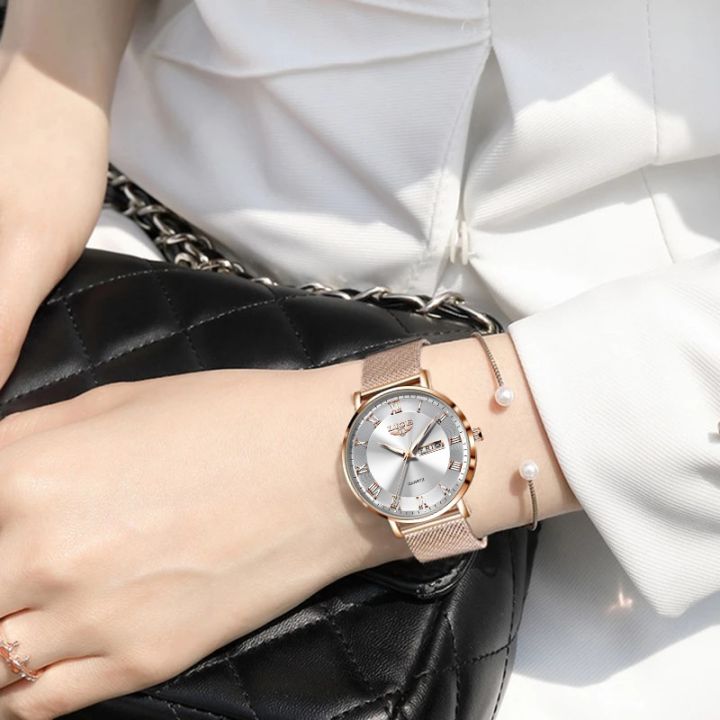lige-นาฬิกาข้อมือผู้หญิงบางเฉียบ-นาฬิกาสแตนเลสสติลนาฬิกาแบรนด์ชั้นนำแฟชั่นนาฬิกาหรูหรากันน้ำมีกล่องมาใหม่