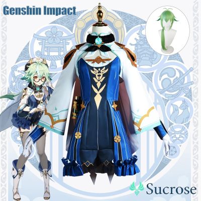 Genshin Impact Sucrose Cosplay Costume Adult Carnival Uniform Wig Anime Halloween Party Costumes Masquerade Women Game