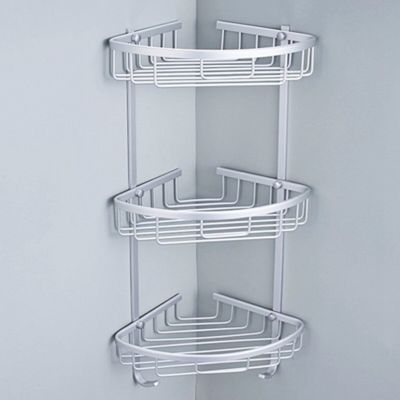 3 Layer Bathroom Punch Free  Aluminum Triangular Rack Storage Organizer Corner Shelf For Shampoo Soap Cosmetic Basket Holder Bathroom Counter Storage