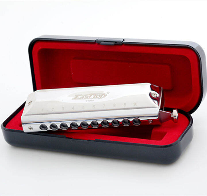 Easttop Harmonica 10 Hole 40 Tone Professional Chromatic Harmonica Case