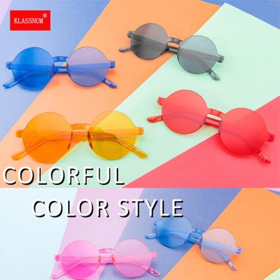 【YF】✑๑₪  KLASSNUM Round Sunglasses Frameless Piece Glasses Rimless Pink Shades