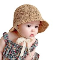 [hot]New 2023 Spring Summer Baby Straw Hat Girls Sun Hat Lace Bow Baby Caps Girls Caps Beach Children Panama Hat Baby Princess Hats
