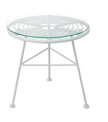 Table indoor/outdoor, PE rattan, size 45x45x45 cm. - white