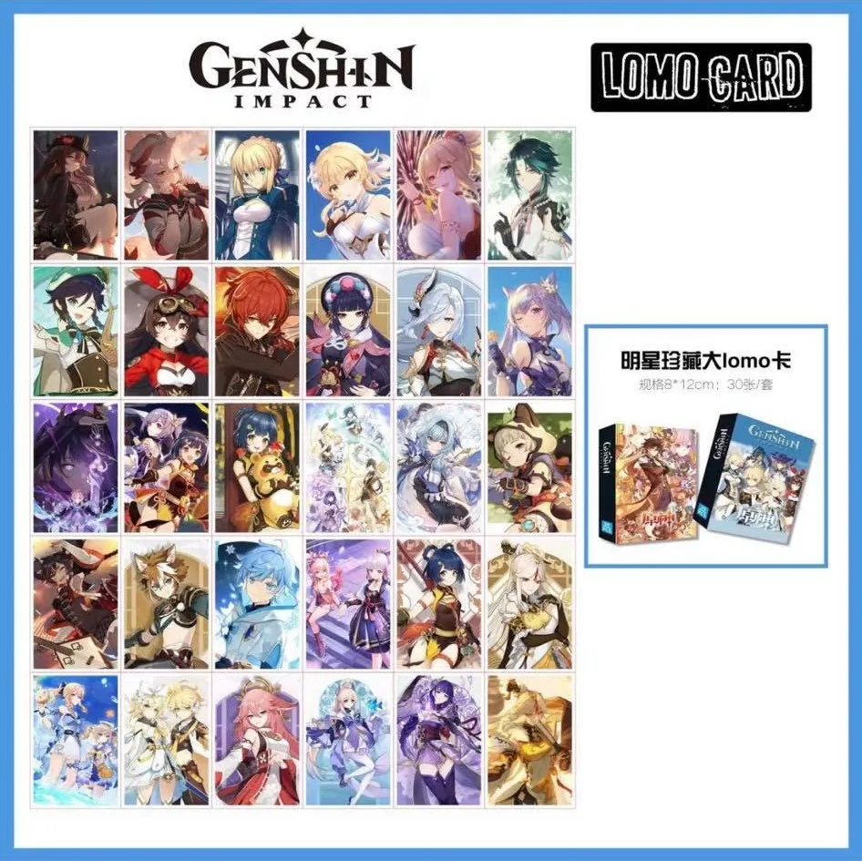 DraggmePartty 30Pcs Anime Genshin Impact Sword Art Online Jujutsu Kaisen  Cardcaptor Sakura Photocard My Hero Academia Lomo Card 