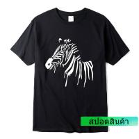 เสื้อยืดแขนสั้นคอกลมเสื้อยืดลําลอง ผ้าฝ้าย 100% แขนสั้น พิมพ์ลายกราฟฟิคม้าลาย ทรงหลวม สวมใส่สบาย 2023Cotton 100%  [S-5XLS-5XL