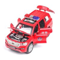 High Simitation 1:32 for TOYOTA LAND CRUISER PRADO Fire Police Alloy Metal Car Model Toys with Pull Back for Kids Birthday Gifts