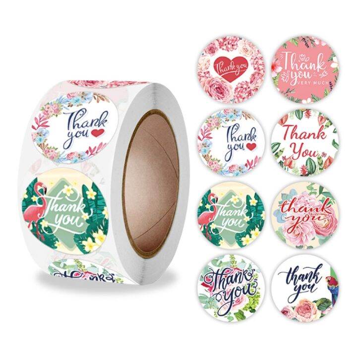 Cartoon Round Sticker Pretty Floral Style Label Adhesive Round Label ...