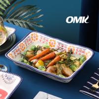 OMK 16นิ้วเซรามิกสี่เหลี่ยมผืนผ้าชามสลัดจานเตาอบอุปกรณ์เครื่องอบ