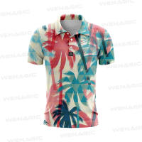 Hawaiian MenS Polo Short Sleeve Top 3d Printed Coconut Tree Clothing New Men Fashion Street Lapel T-Shirt Summer Oversized Tee