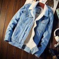 Spot Gifts Winter Thickened Denim Jacket MenS Korean Baseball Uniform Tide Brand Autumn Boys Lambsam