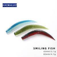 ✘✒ HAIMALUO Smile Fishing Lures Soft Bait 65mm 85mm Light Dancing Worm Sway Noodle Worm Needle Straight Tail Floating Bass Manda