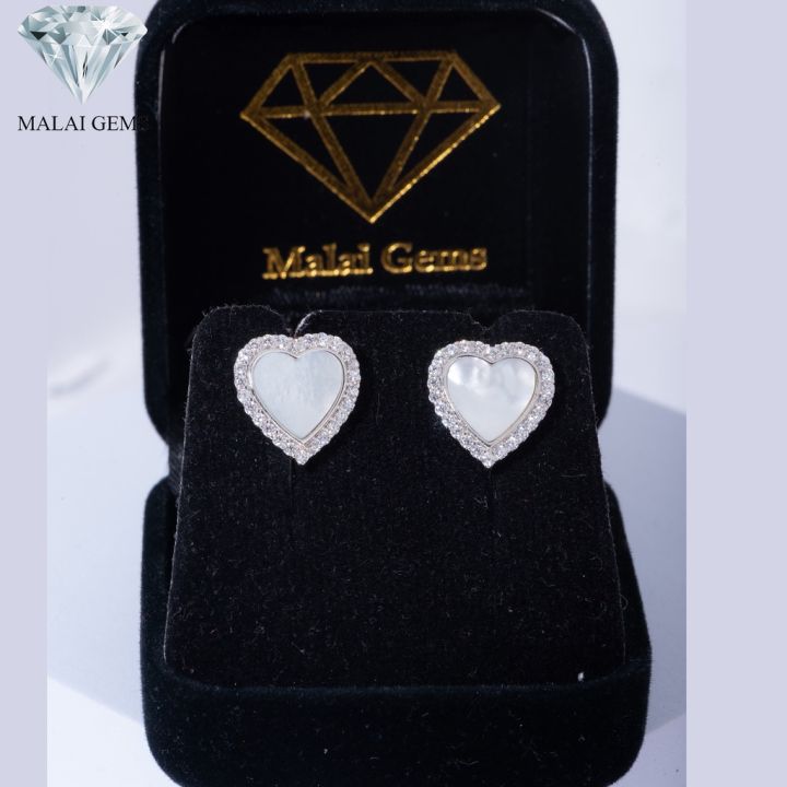 malai-gems-ต่างหูเพชร-ต่างหูหัวใจ-เงินแท้-silver-925-เพชรสวิส-cz-เคลือบทองคำขาว-รุ่น155-se1607-แถมกล่อง-ต่างหูcz-ต่างหูเงินแท้