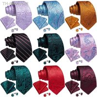 ♠☁ 2023 New Paisley Striped Silk Ties for Men 8cm Business Wedding Accessories Groomsman Necktie Pocket Square Cufflinks Gift