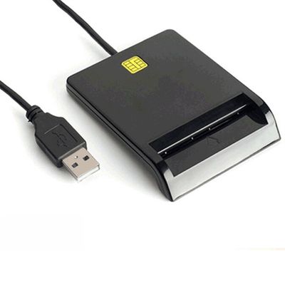USB Smart Card Reader Atm Bank Tax Declaration Ic Card Reader Id Device Connector ID Card Smart Card Reader(Black)