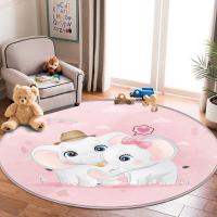 Baby Children Carpet Fashion Children Carpet Balloon Lovely Pink At Pattern Non-Slip Baby Hand Print Round Carpet Circle Rug