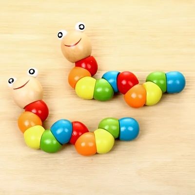 1pc Wooden Toys Babys Adorable Hungry Caterpillar Puppet Toy with Bright Color and Variety Modeling Good for Early Education