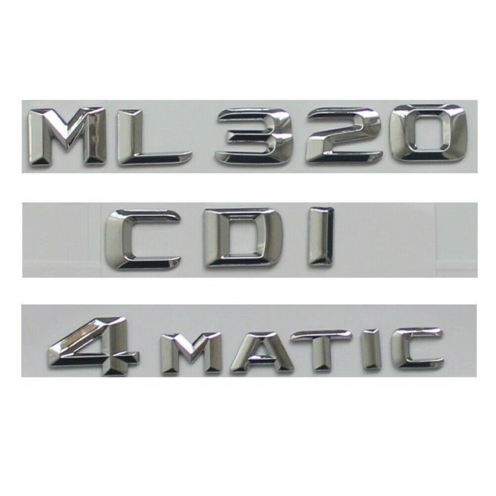 โลโก้ตรงดุมล้อท้ายรถแบบอักษร3d-โครเมียมสำหรับ-mercedes-benz-w164-w166-ml320-cdi-4matic