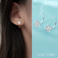 S925 silver needle butterfly earrings contracted temperament Han Guoer buckle web celebrity ear hook earrings ring earrings show thin faceต่างหูผีเสื้อหญิงอารมณ์ที่เรียบง่ายเกาหลีหูหัวเข็มขัดตาข่ายสีแดงหูตะขอต่างหู2021ต่างหูน้ำใหม่ใบหน้าบาง