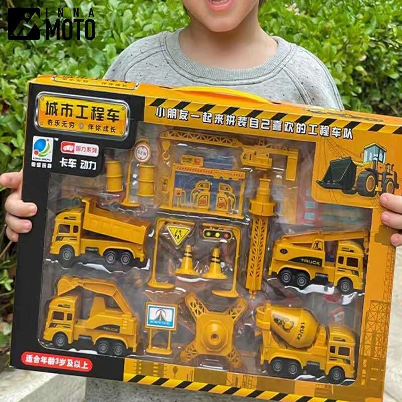 Engineering Car Truck Toys Set Bulldozer Excavator Forklift Vehicles Vote Crawler Tractor Educational Toys For Boys Kids Birthday Xmas New Year Gift