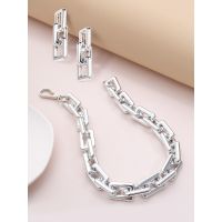 M125 ?? เซ็ตต่างหูและสร้อยคอรูปโซ่ เครื่องประดับผู้หญิงแฟชั่น สไตล์เกาหลี ต่างหูโซ่ Chain Necklace and Earring Set (ส่งจากไทย) 9.9