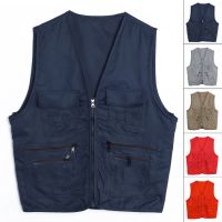 Mens Multi Pockets Vest Gilet Fishing Hunting Jacket Outdoor Vest Waistcoat