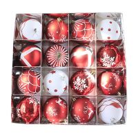 16 Square Grid Christmas Painted Ball Christmas Tree Pendant Christmas Tree Decoration Package Window Ceiling