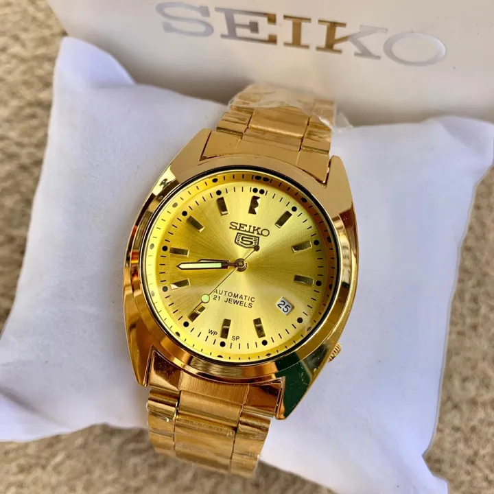 Seiko 5 Automatic 21 Jewels All Gold Stainless Steel Watch | Lazada PH