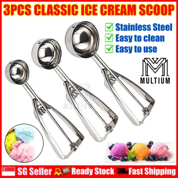 3/4/5cm Stainless Steel Ice Cream Scoop Stack Spoon with Trigger